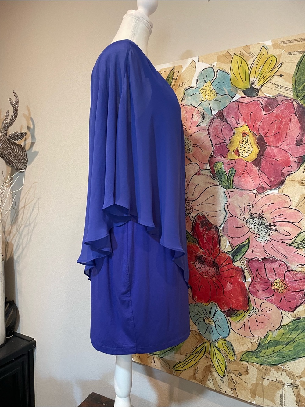 bebe Bright Royal Blue Flowy fully lined asymmetrical size XL - Picture 5 of 6